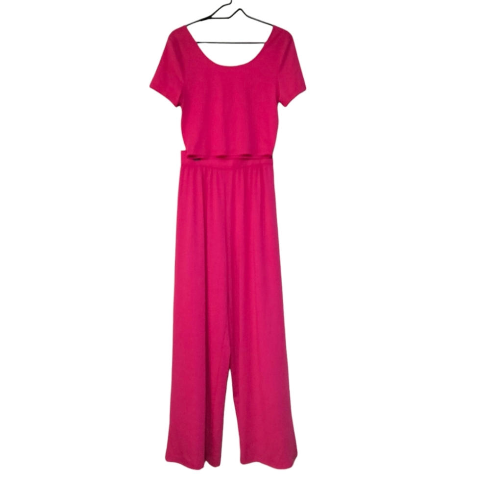 2 Piece Crop Top & Pants Set Pink Size Medium NWOT